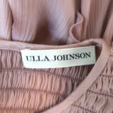 Ulla Johnson Winnie Smocked Top Rose Satin Size 0 Flutter Sleeve Blouse
