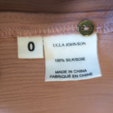Ulla Johnson Winnie Smocked Top Rose Satin Size 0 Flutter Sleeve Blouse