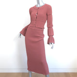 Altuzarra Matching Cardigan & Midi Skirt Set Pink Ribbed Knit Size Extra Small