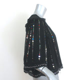 Isabel Marant Fordon Galaxy Sequin-Embellished Top Black Pleated Silk Size 36