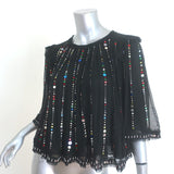 Isabel Marant Fordon Galaxy Sequin-Embellished Top Black Pleated Silk Size 36