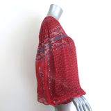 Ulla Johnson Minou Blouse Red Paisley Print Chiffon Size 4 Long Sleeve Top