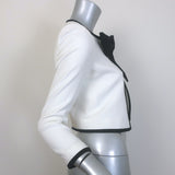 Alice + Olivia Kidman Bow-Front Cropped Jacket White Stretch Crepe Size 0