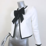 Alice + Olivia Kidman Bow-Front Cropped Jacket White Stretch Crepe Size 0