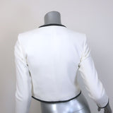 Alice + Olivia Kidman Bow-Front Cropped Jacket White Stretch Crepe Size 0