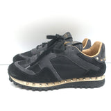 Valentino Soul Rockstud Sneakers Black Camo & Gray Suede Size 35