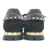 Valentino Soul Rockstud Sneakers Black Camo & Gray Suede Size 35