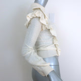 Chloe Ruffle Sweater Vanilla Wool Pointelle Knit Size Small
