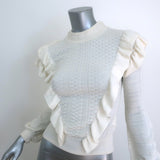 Chloe Ruffle Sweater Vanilla Wool Pointelle Knit Size Small