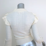 Chloe Ruffle Sweater Vanilla Wool Pointelle Knit Size Small