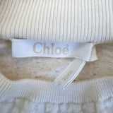 Chloe Ruffle Sweater Vanilla Wool Pointelle Knit Size Small
