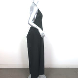FRAME Lace-Up Back Halter Maxi Dress Black Linen-Blend Size Large