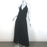 FRAME Lace-Up Back Halter Maxi Dress Black Linen-Blend Size Large