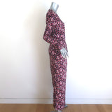 Isabel Marant Etoile Lisy Wrap-Front Dress Black/Pink Printed Jersey Size 42 NEW