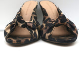 Veronica Beard Pari Mules Leopard Print Satin Size 7.5 Open Toe Heels NEW