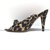 Veronica Beard Pari Mules Leopard Print Satin Size 7.5 Open Toe Heels NEW