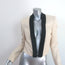 Lanvin Cropped Jacket Black Satin-Trimmed Ivory Woven Cotton Size 38