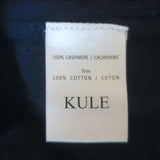 Kule Shirt-Cuff Cashmere Crewneck Sweater Navy Ribbed Knit Size Small