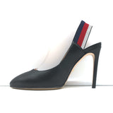 Gucci Sylvie Web Slingback Pumps Black Leather Size 36.5