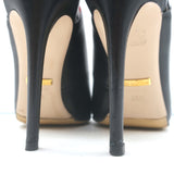 Gucci Sylvie Web Slingback Pumps Black Leather Size 36.5