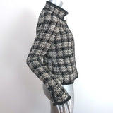 Chanel 08A Checked Metallic Tweed Jacket Black/Cream/Gold Size 36