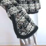 Chanel 08A Checked Metallic Tweed Jacket Black/Cream/Gold Size 36