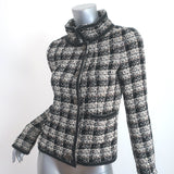 Chanel 08A Checked Metallic Tweed Jacket Black/Cream/Gold Size 36