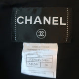 Chanel 08A Checked Metallic Tweed Jacket Black/Cream/Gold Size 36