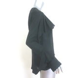 Veronica Beard Mia Ruffle Blouse Black Silk Size 4 Long Sleeve Top