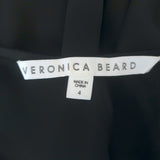 Veronica Beard Mia Ruffle Blouse Black Silk Size 4 Long Sleeve Top