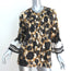 Kobi Halperin Top Mustard/Navy Floral Print Size Small Bell Sleeve Blouse