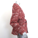 Ulla Johnson Dillon Belted Tweed Double Breasted Jacket Red Size Petite