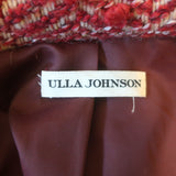 Ulla Johnson Dillon Belted Tweed Double Breasted Jacket Red Size Petite