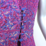 Ba&sh Meryl Sleeveless Midi Dress Fuschia Floral Print Crepe Size Small