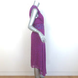 Ba&sh Meryl Sleeveless Midi Dress Fuschia Floral Print Crepe Size Small