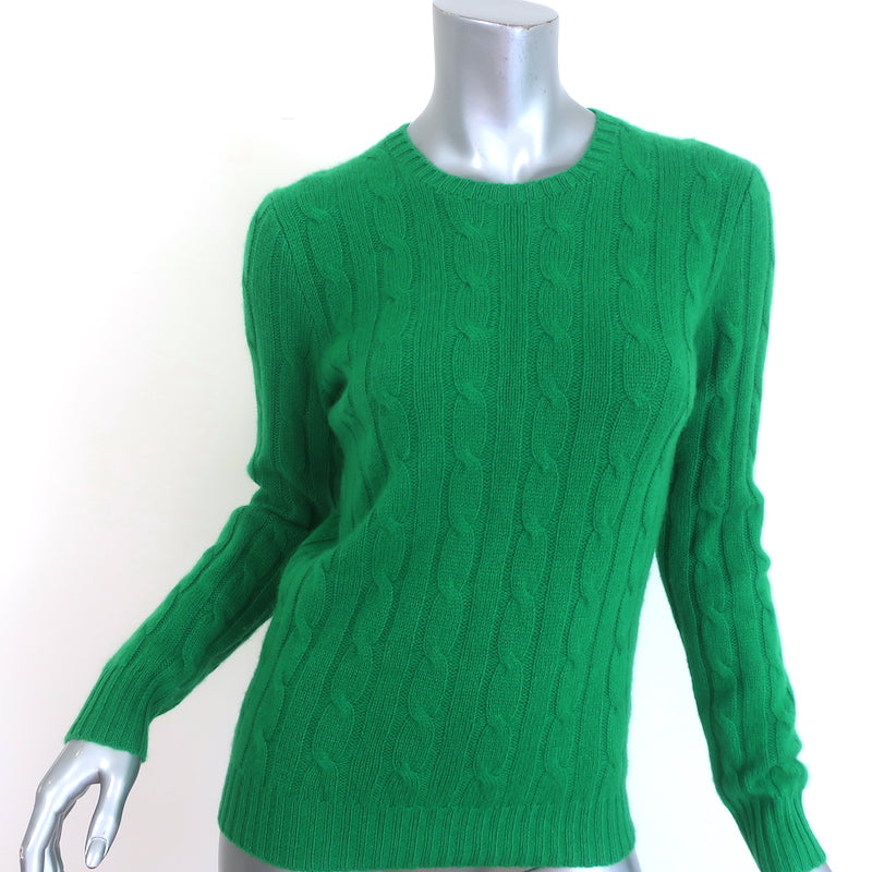 Polo Ralph Lauren Cabled Cashmere Crewneck Sweater Green Size Small