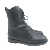 Manolo Blahnik Planigia Combat Boots Black Leather Size 38 Flat Ankle Boots