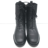 Manolo Blahnik Planigia Combat Boots Black Leather Size 38 Flat Ankle Boots