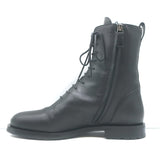 Manolo Blahnik Planigia Combat Boots Black Leather Size 38 Flat Ankle Boots
