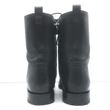 Manolo Blahnik Planigia Combat Boots Black Leather Size 38 Flat Ankle Boots