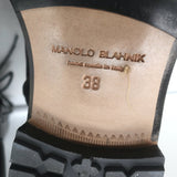 Manolo Blahnik Planigia Combat Boots Black Leather Size 38 Flat Ankle Boots