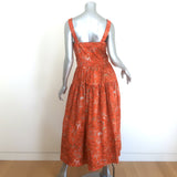 Ulla Johnson Isabela Tiered Midi Dress Papaya Printed Cotton Poplin Size 6
