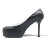 Yves Saint Laurent Tribtoo Platform Pumps Black Textured Leather Size 38.5