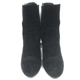 Tod's Wingtip Chelsea Boots Black Suede Size 39.5 High Heel Ankle Boots