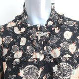 Ulla Johnson Dionne Long Sleeve Blouse Black Floral Print Cotton-Blend Size 4