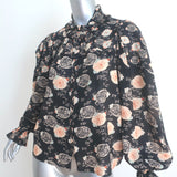 Ulla Johnson Dionne Long Sleeve Blouse Black Floral Print Cotton-Blend Size 4
