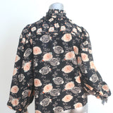 Ulla Johnson Dionne Long Sleeve Blouse Black Floral Print Cotton-Blend Size 4