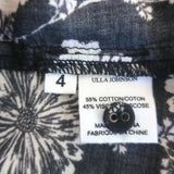 Ulla Johnson Dionne Long Sleeve Blouse Black Floral Print Cotton-Blend Size 4