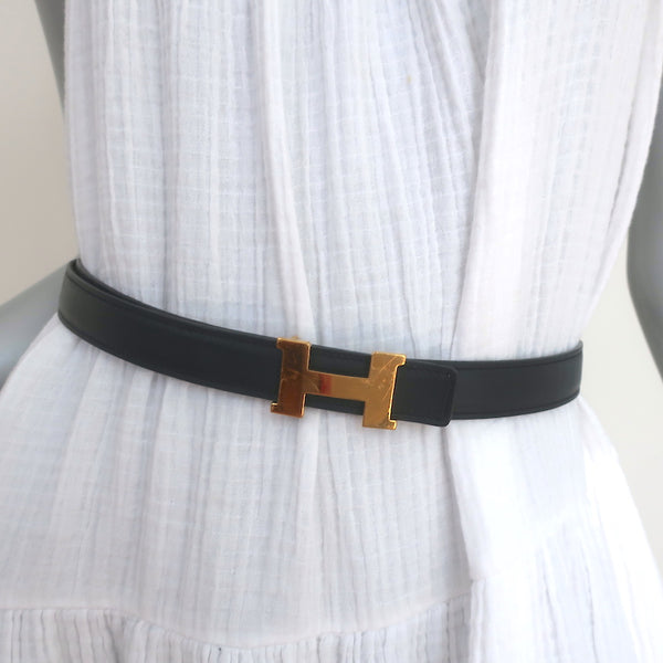 Hermes Constance Reversible Belt Black Swift & Gold Epsom Leather Size –  Celebrity Owned