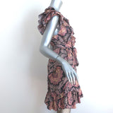 Isabel Marant Xanity Ruffled Mini Dress Pink/Multi Printed Cotton Size 38